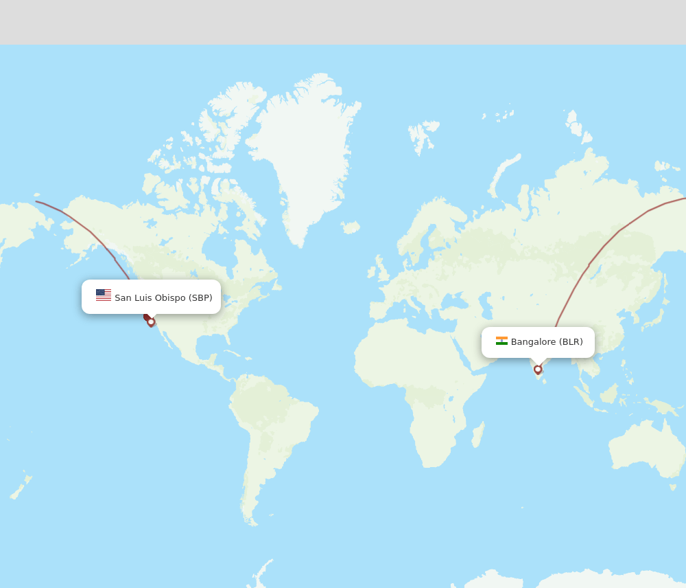 BLR to SBP flights and routes map