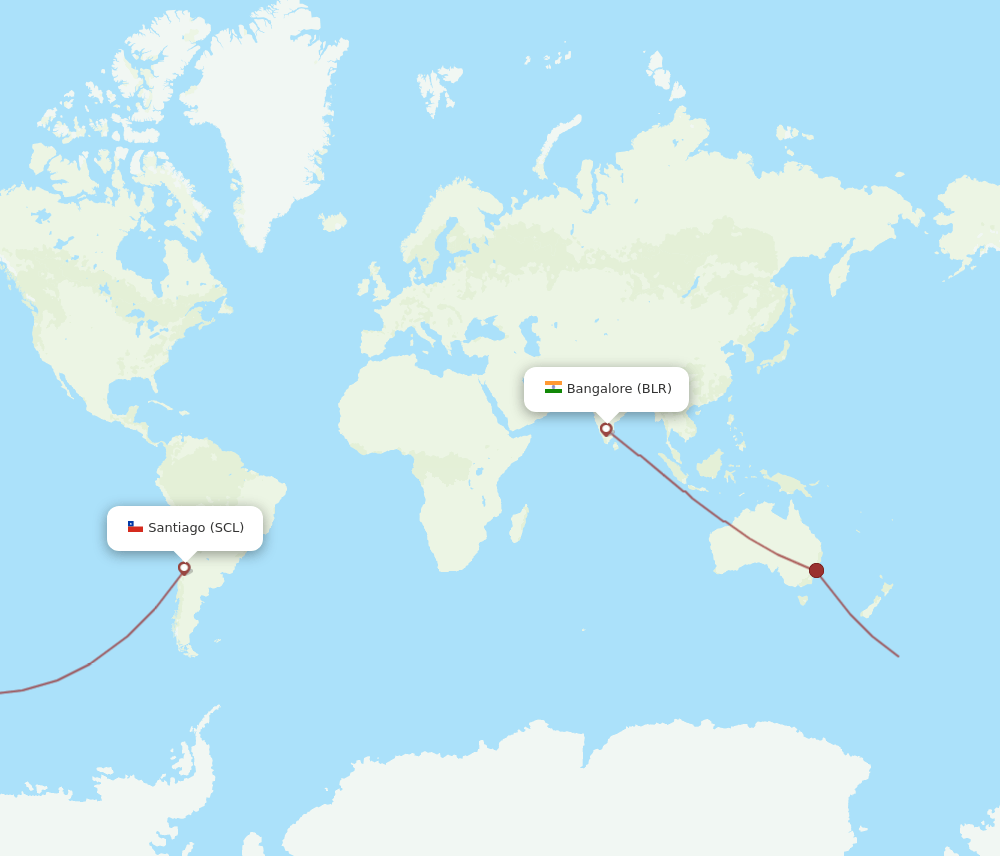 BLR-SCL flight routes