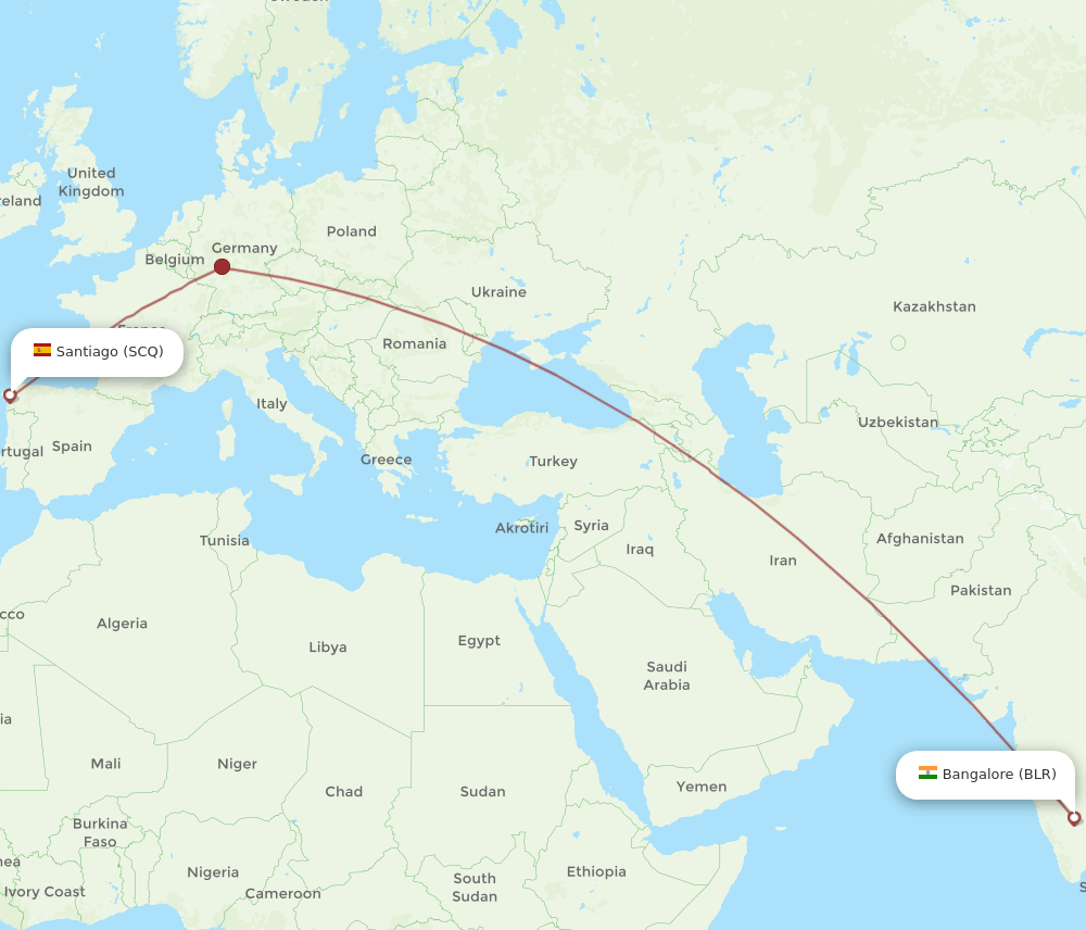 BLR-SCQ flight routes