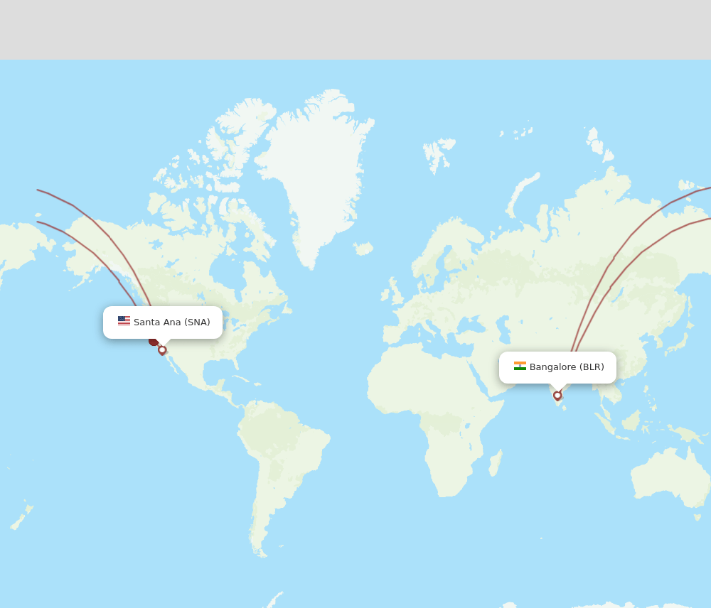 BLR to SNA flights and routes map