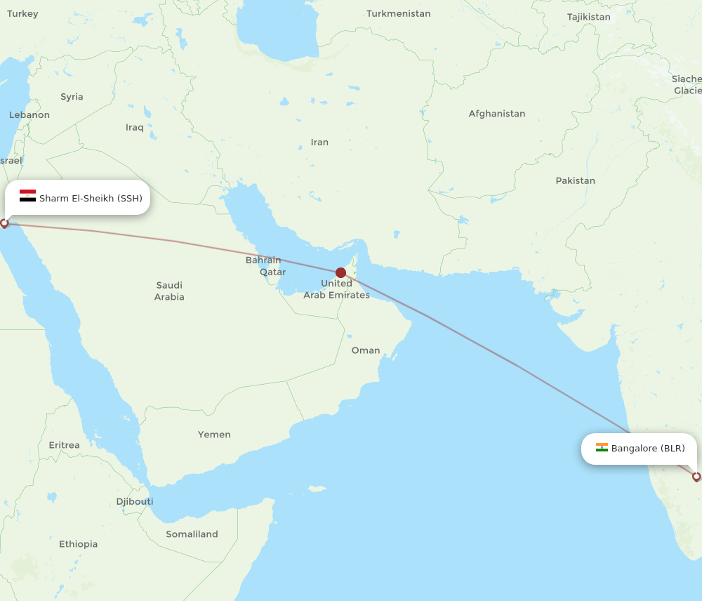 BLR-SSH flight routes