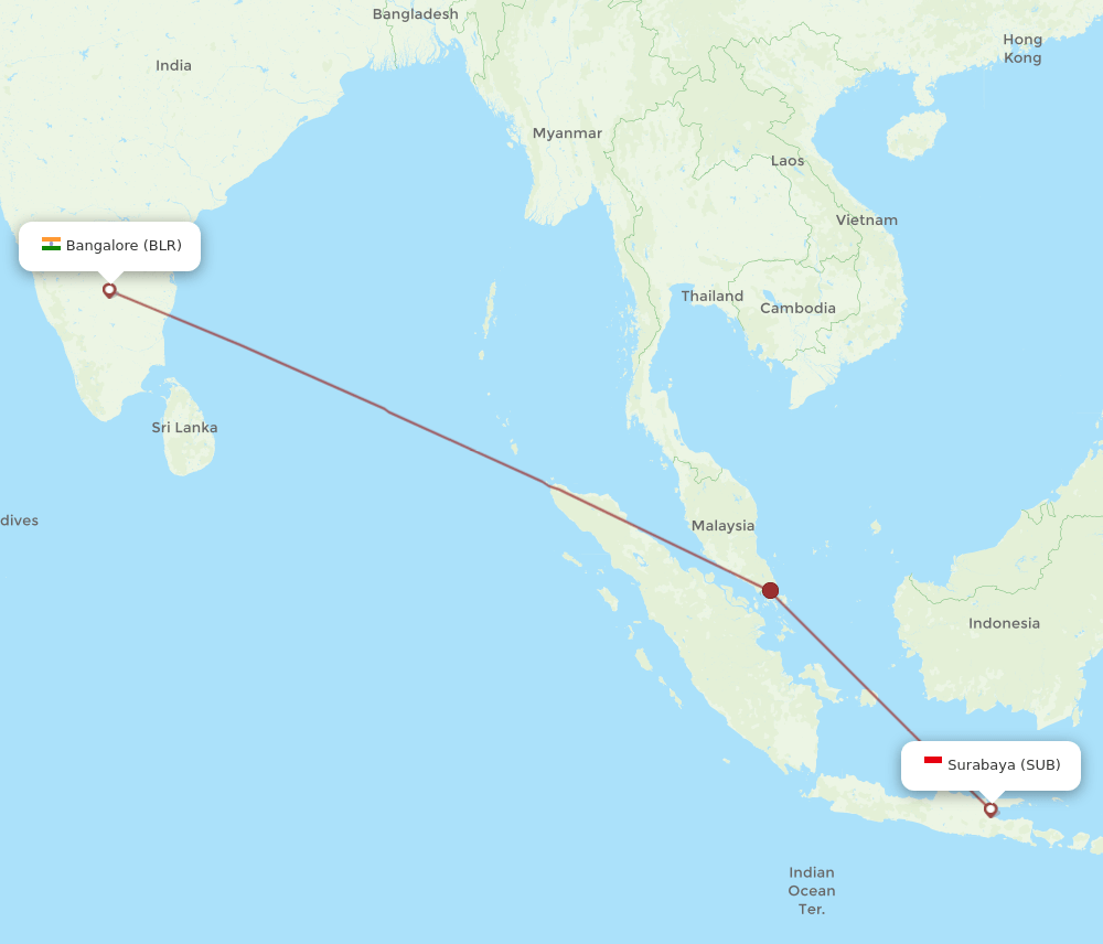 BLR-SUB flight routes