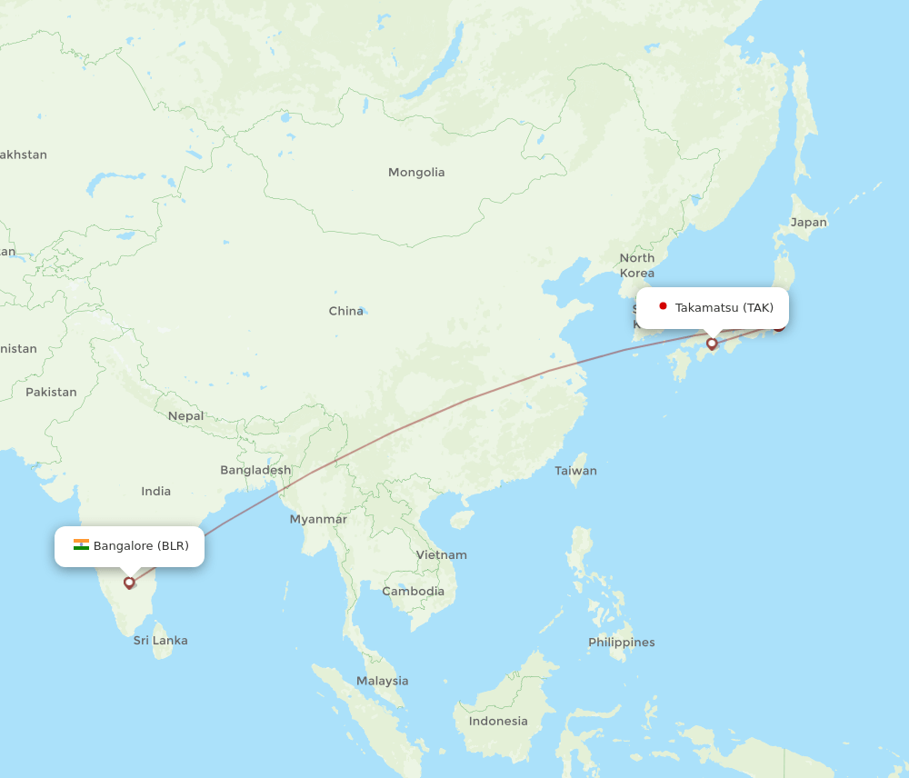 BLR-TAK flight routes