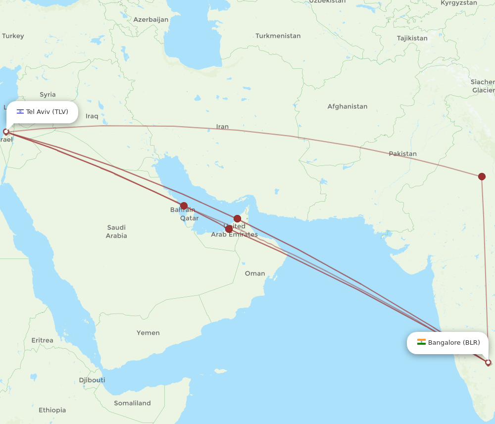 BLR-TLV flight routes