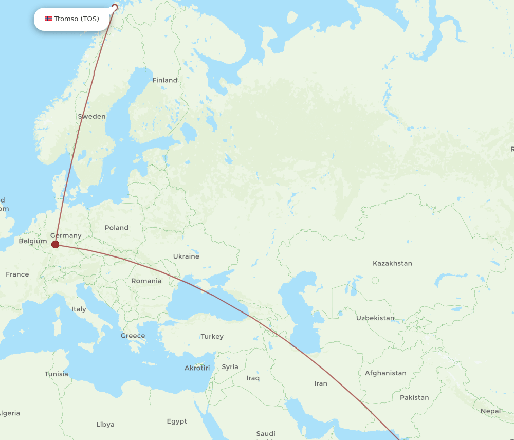 BLR-TOS flight routes