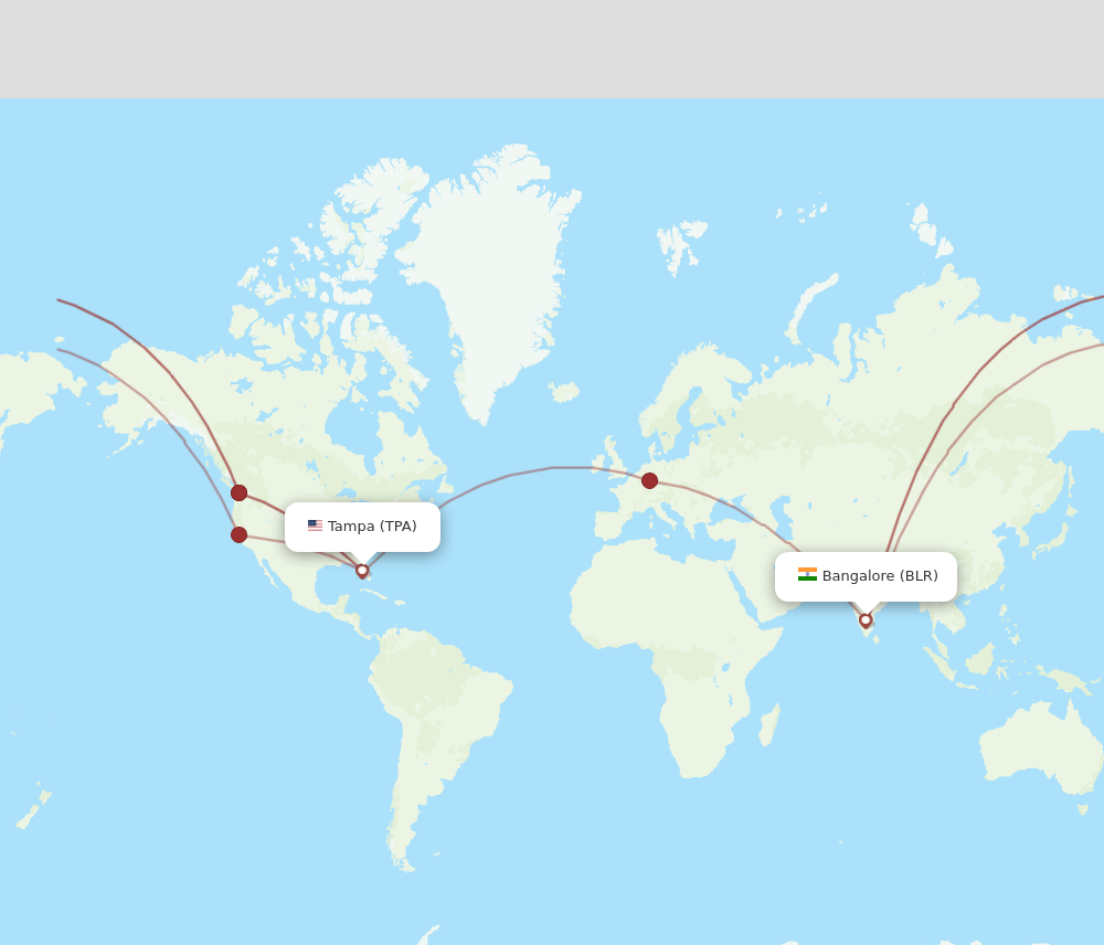 BLR-TPA flight routes