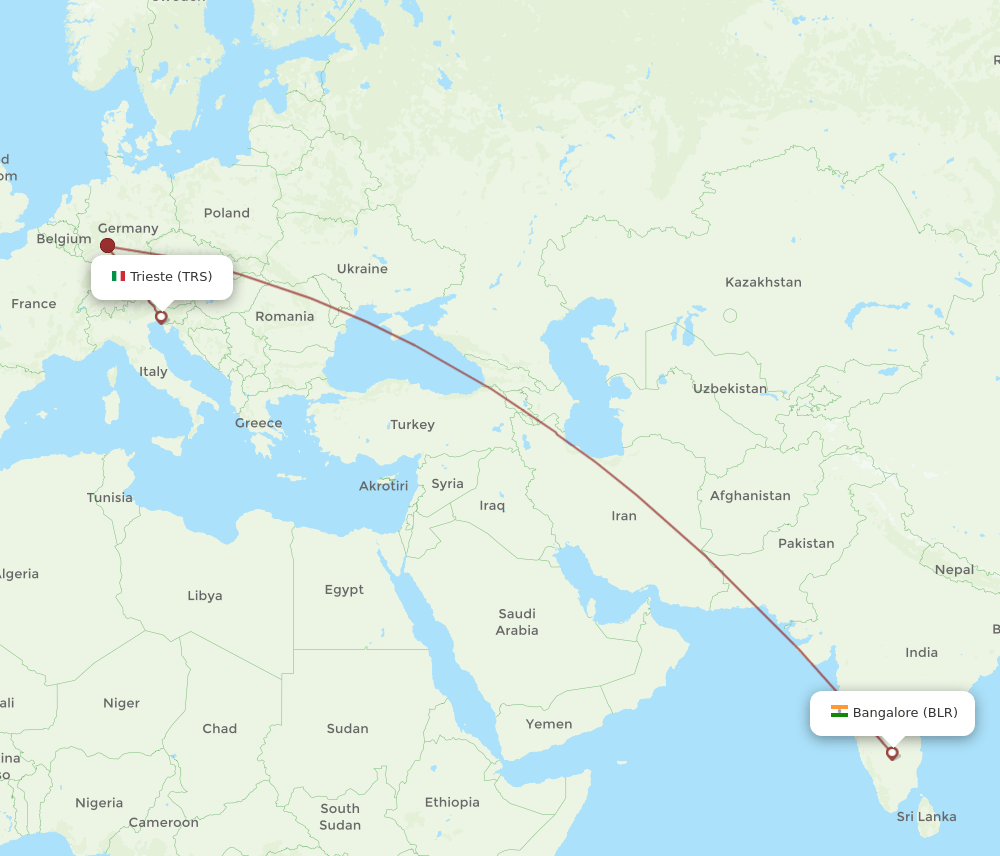 BLR to TRS flights and routes map