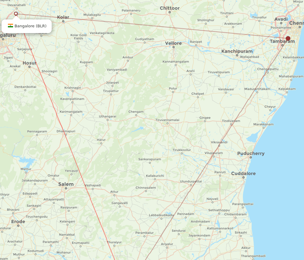 BLR to TRZ flights and routes map