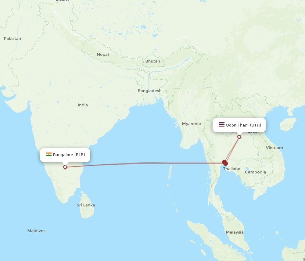 BLR-UTH flight routes