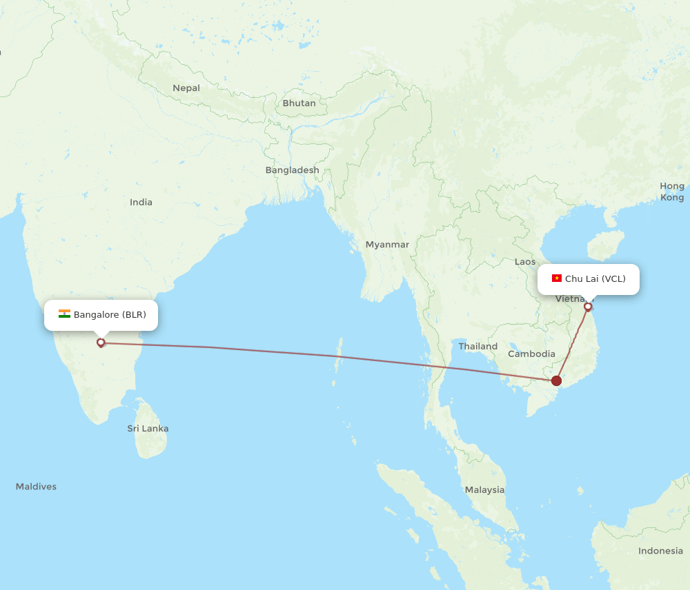 BLR-VCL flight routes