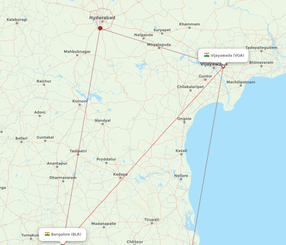 BLR to VGA flights and routes map
