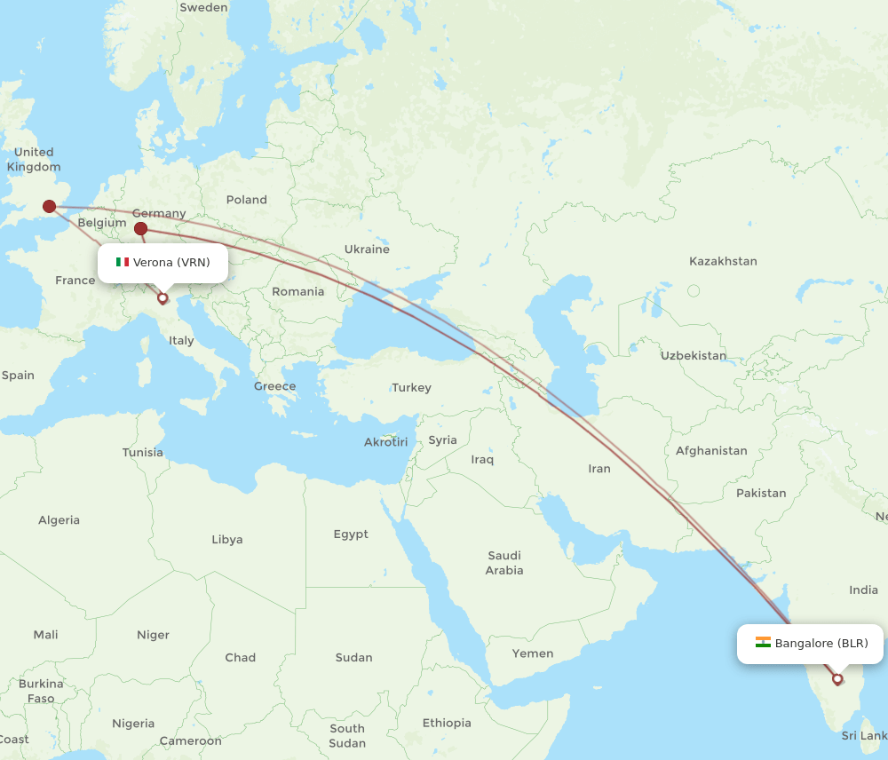 BLR-VRN flight routes