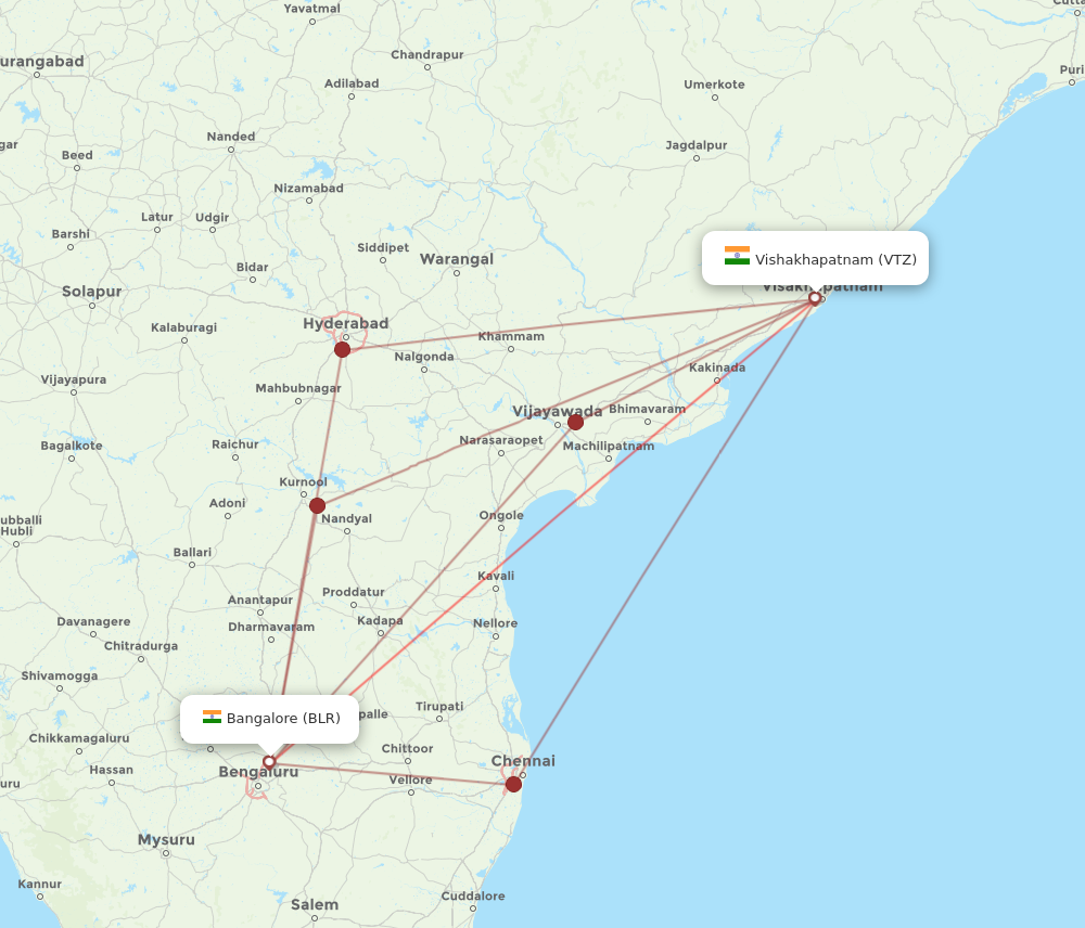 BLR to VTZ flights and routes map
