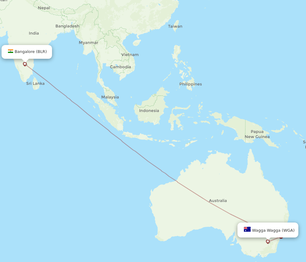 BLR-WGA flight routes