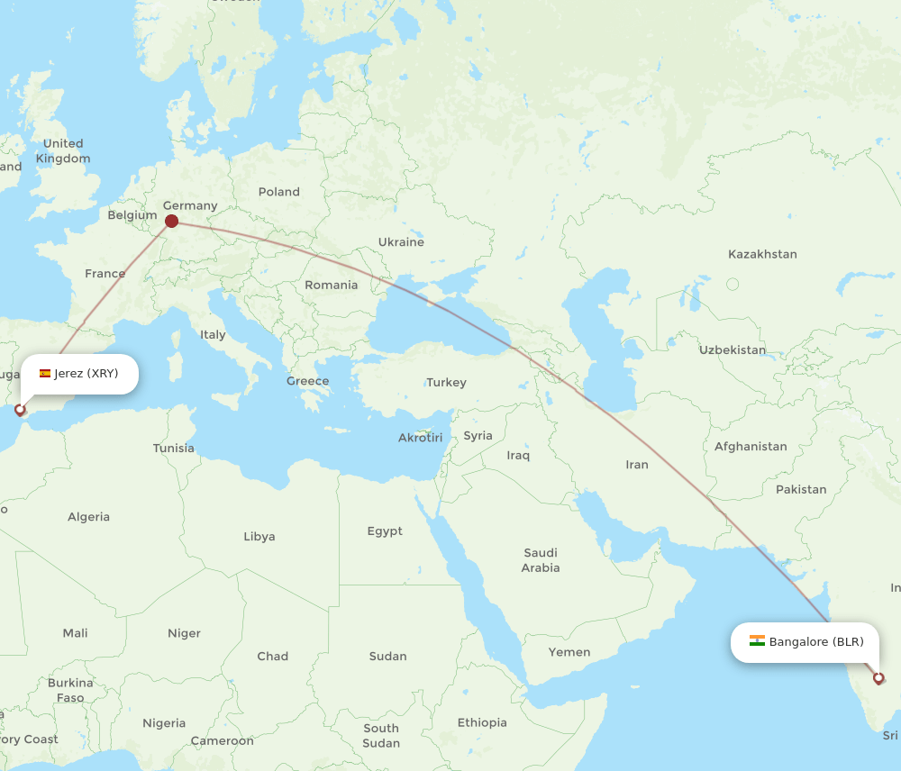 BLR to XRY flights and routes map