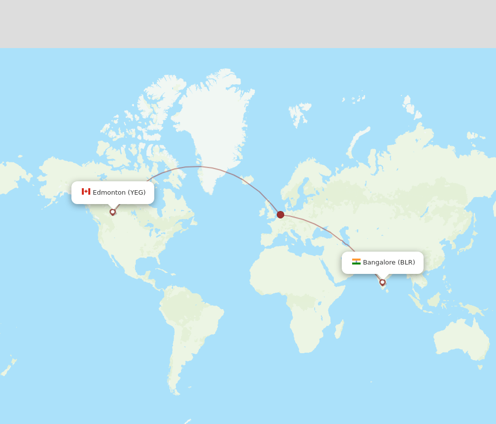 BLR to YEG flights and routes map