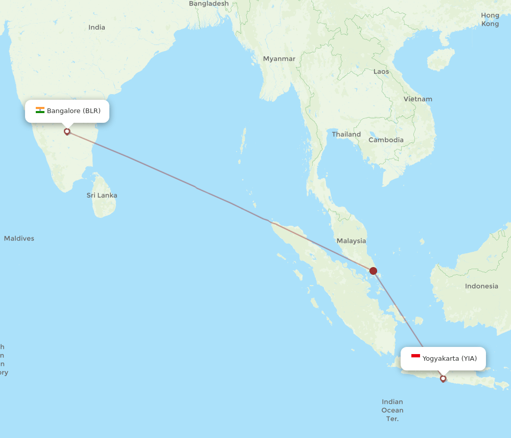 BLR-YIA flight routes