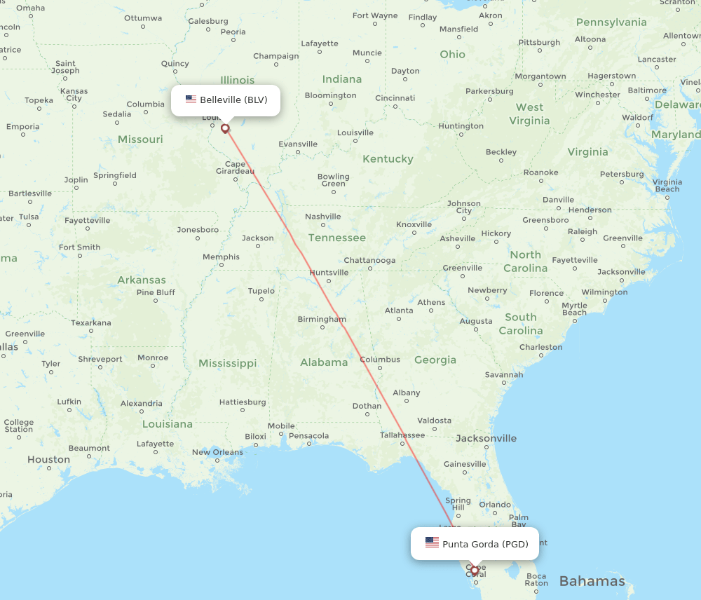 Belleville - Punta Gorda route map and flight paths
