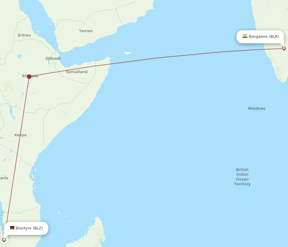 BLZ-BLR flight routes