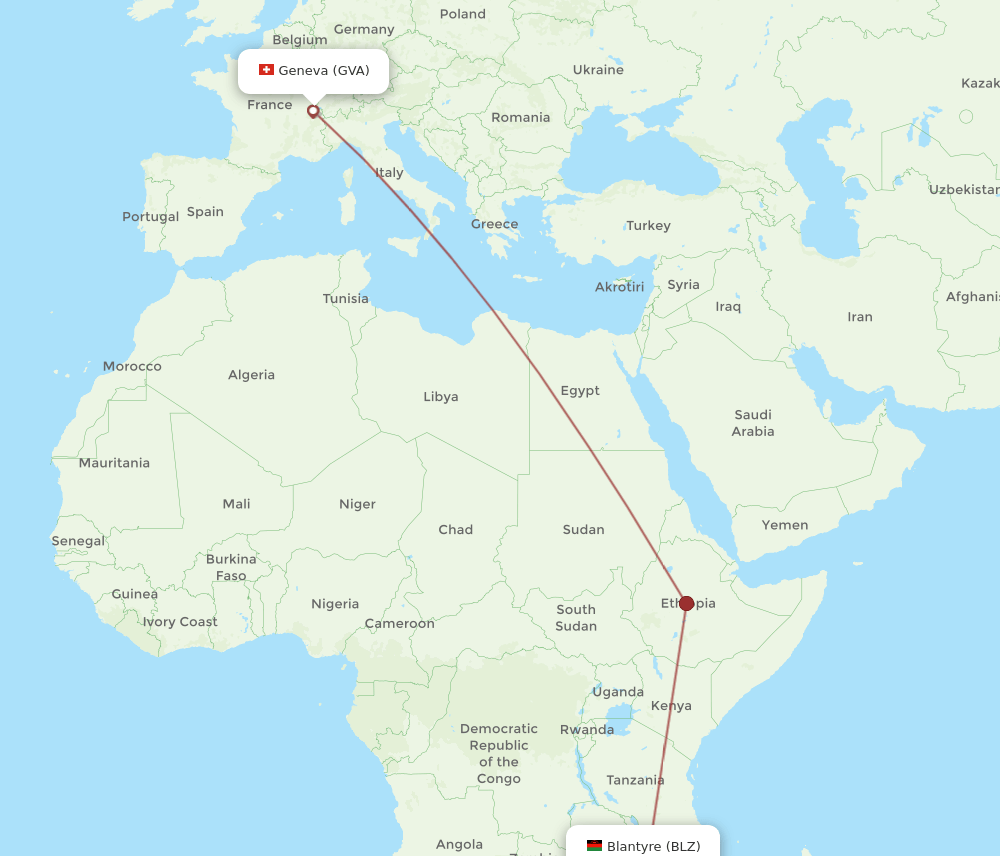 BLZ-GVA flight routes
