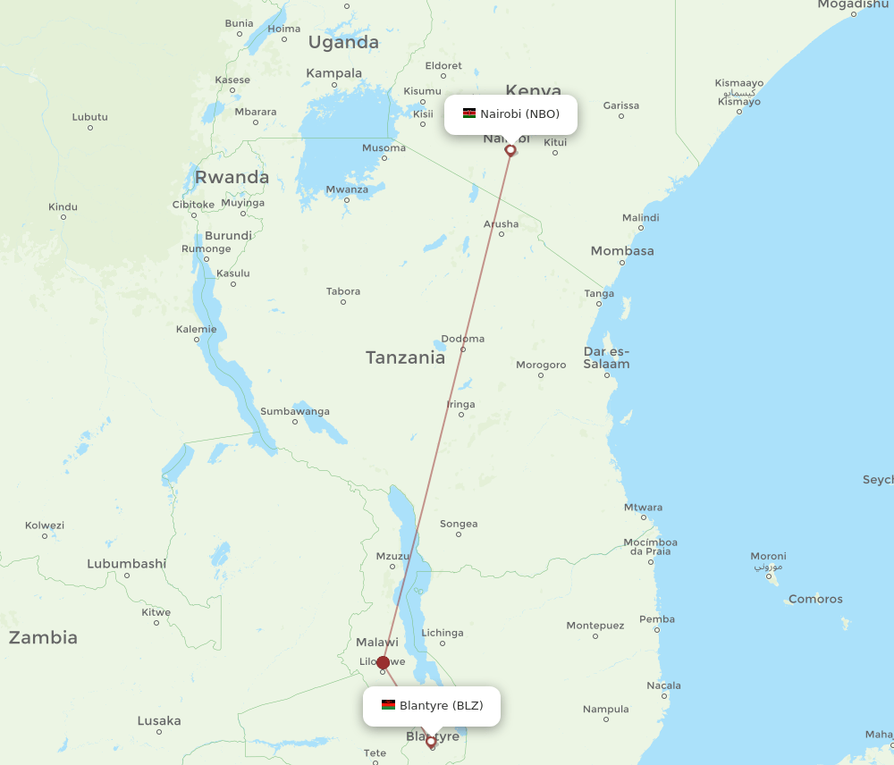 BLZ-NBO flight routes