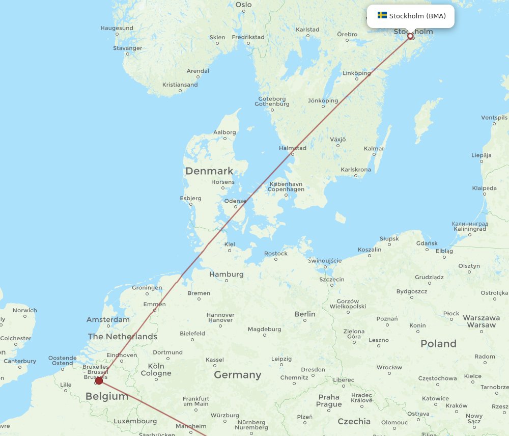 BMA to MUC flights and routes map