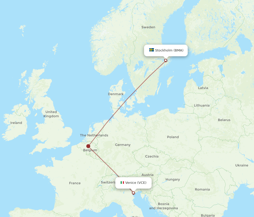 BMA to VCE flights and routes map