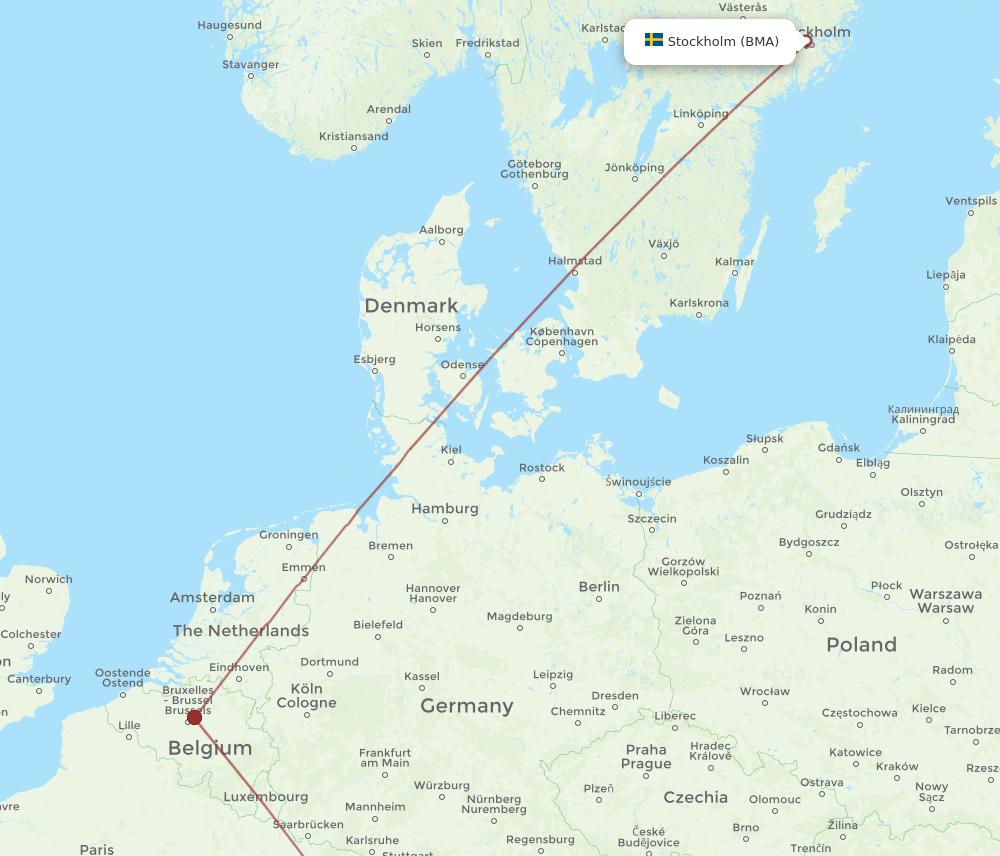 ZRH to BMA flights and routes map