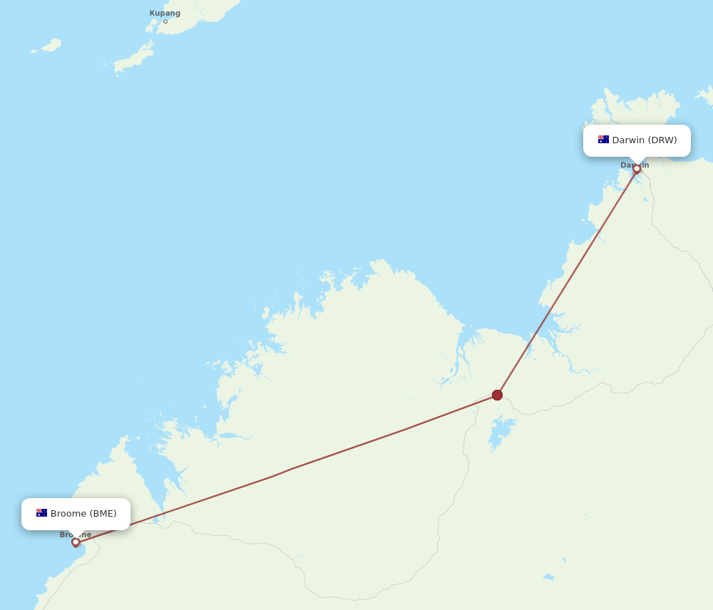 BME to DRW flights and routes map