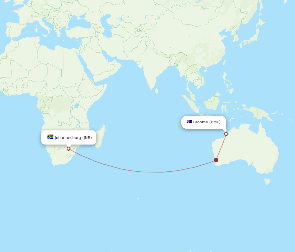 BME-JNB flight routes