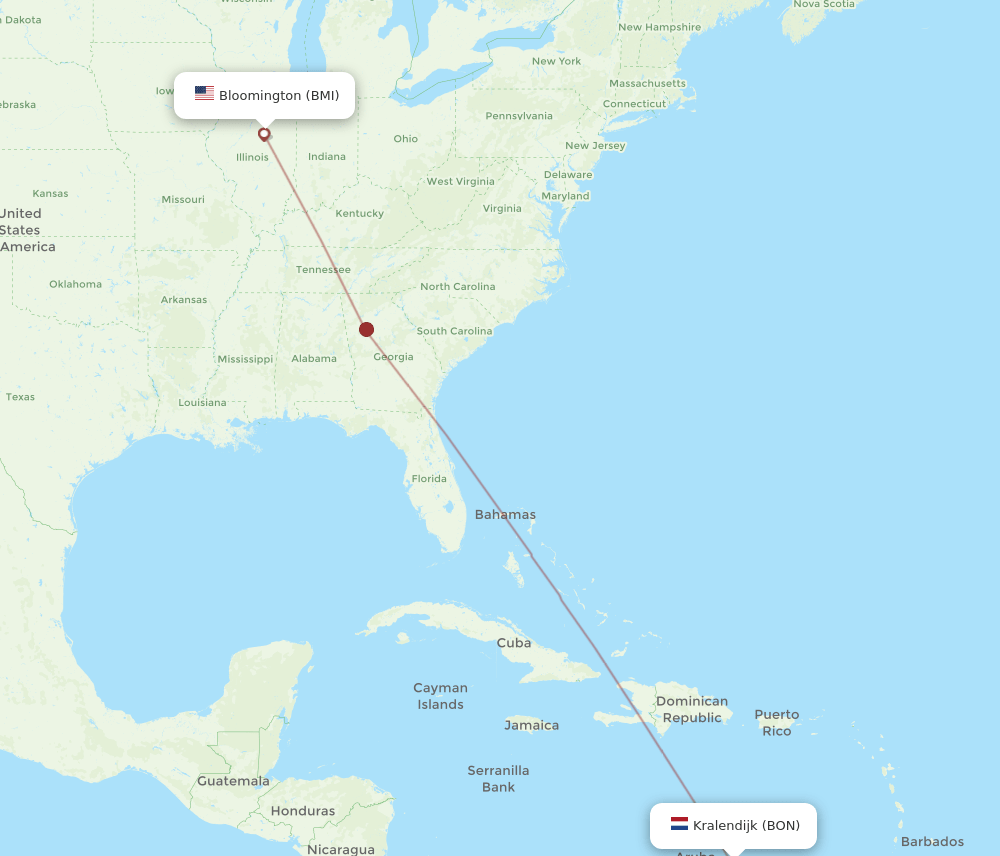 BMI-BON flight routes