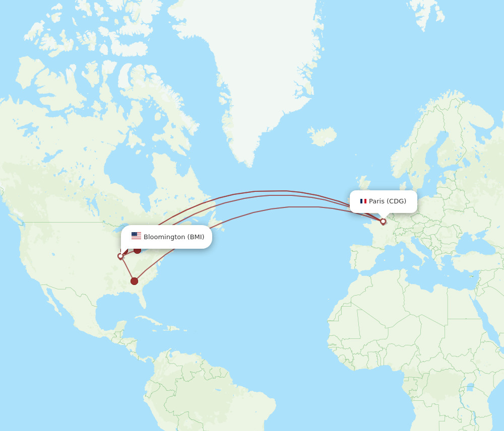 BMI-CDG flight routes