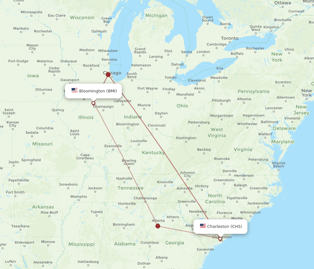 BMI-CHS flight routes