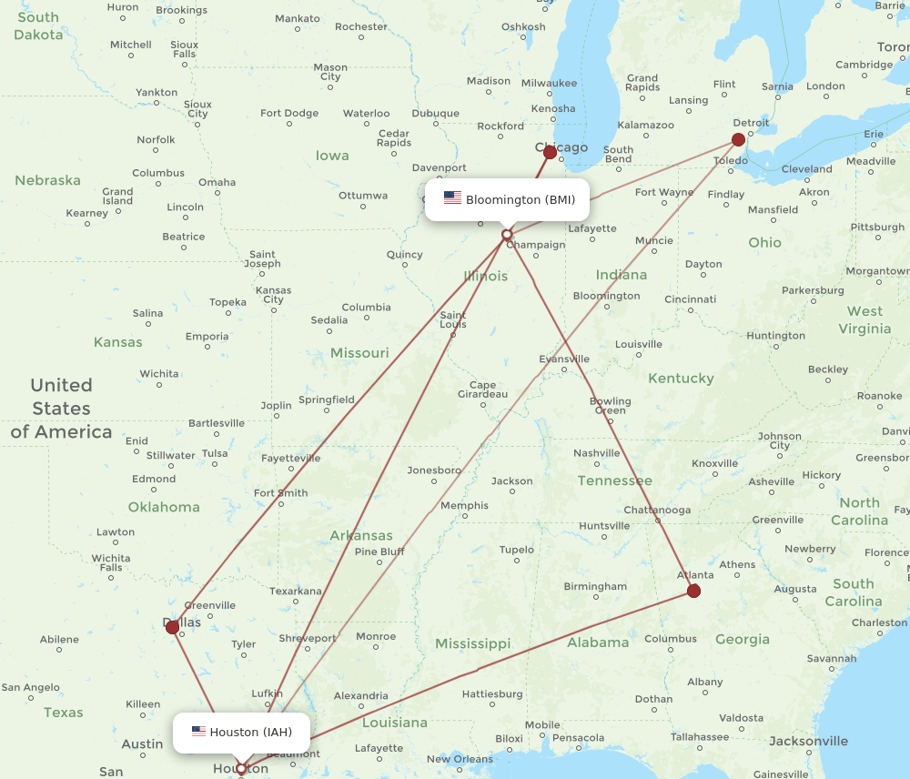 BMI-IAH flight routes