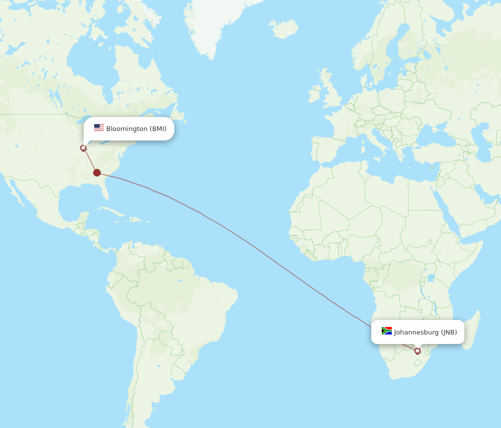 BMI-JNB flight routes