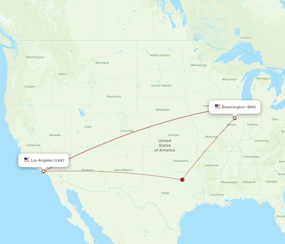 BMI-LAX flight routes