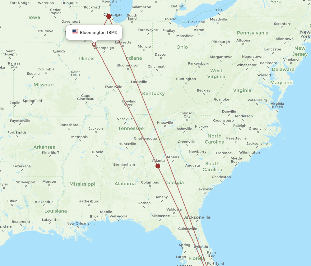 BMI-MIA flight routes