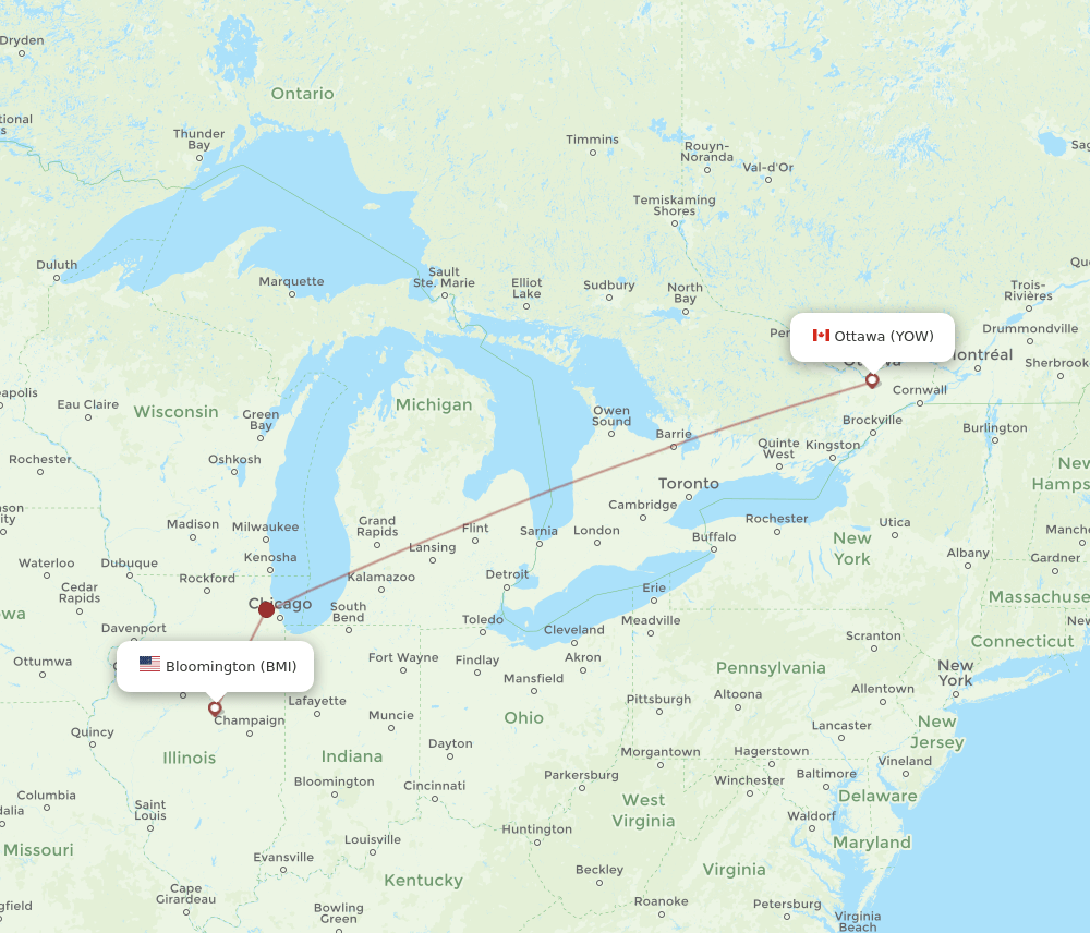 BMI-YOW flight routes