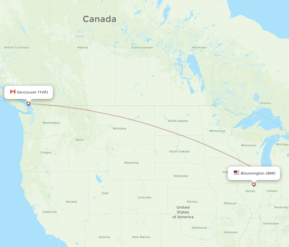 BMI-YVR flight routes
