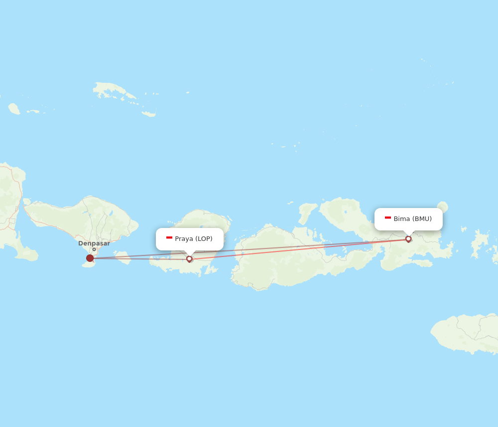 BMU to LOP flights and routes map