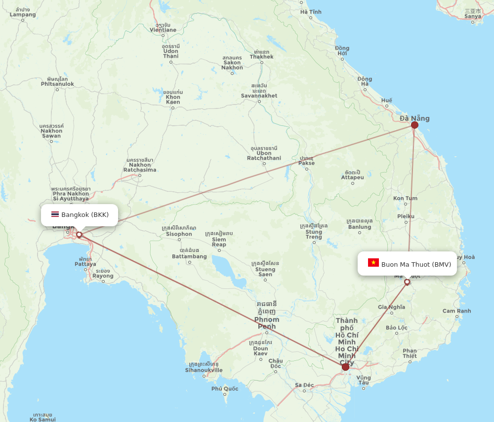 BMV to BKK flights and routes map