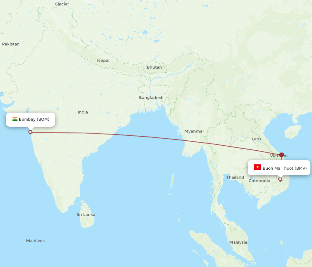 BMV-BOM flight routes