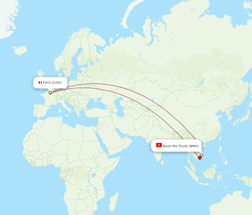 BMV-CDG flight routes
