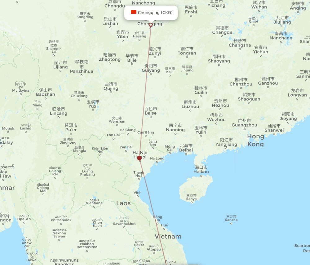 BMV-CKG flight routes