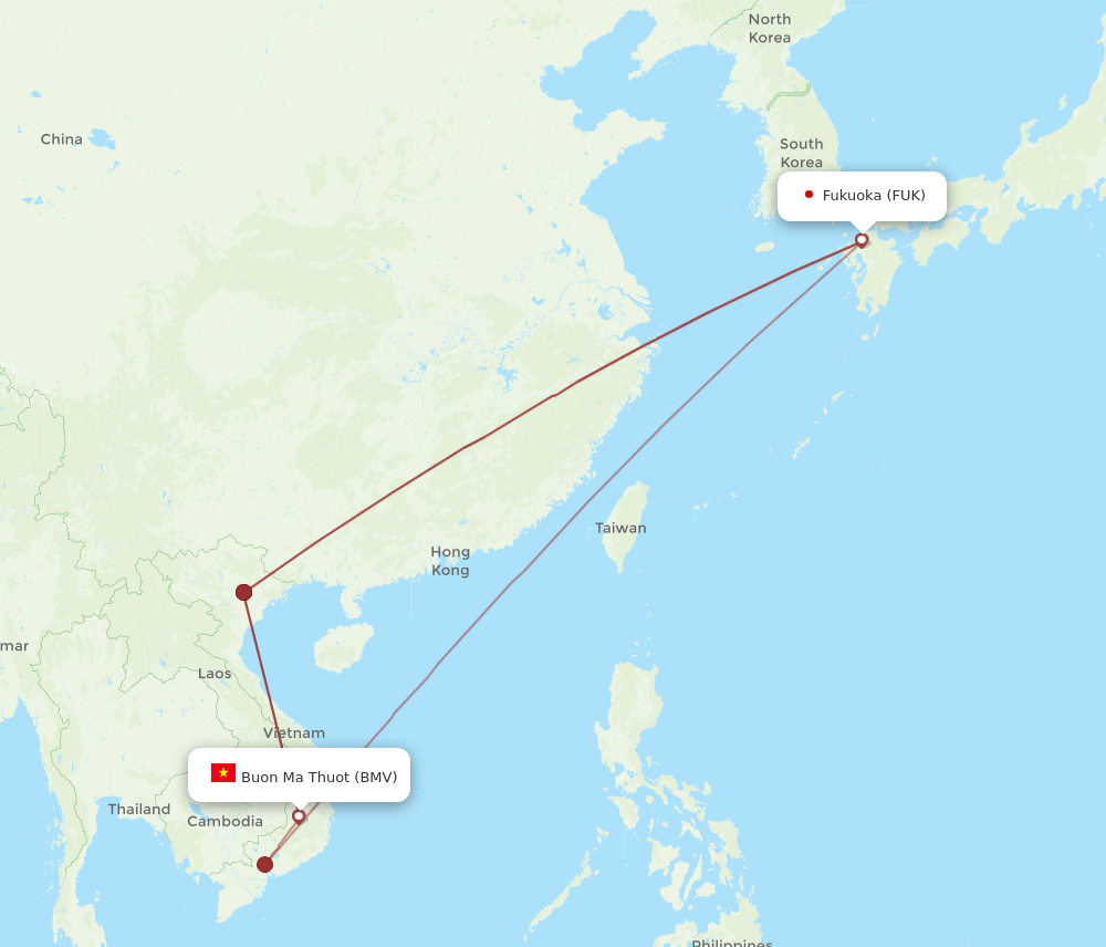 BMV-FUK flight routes