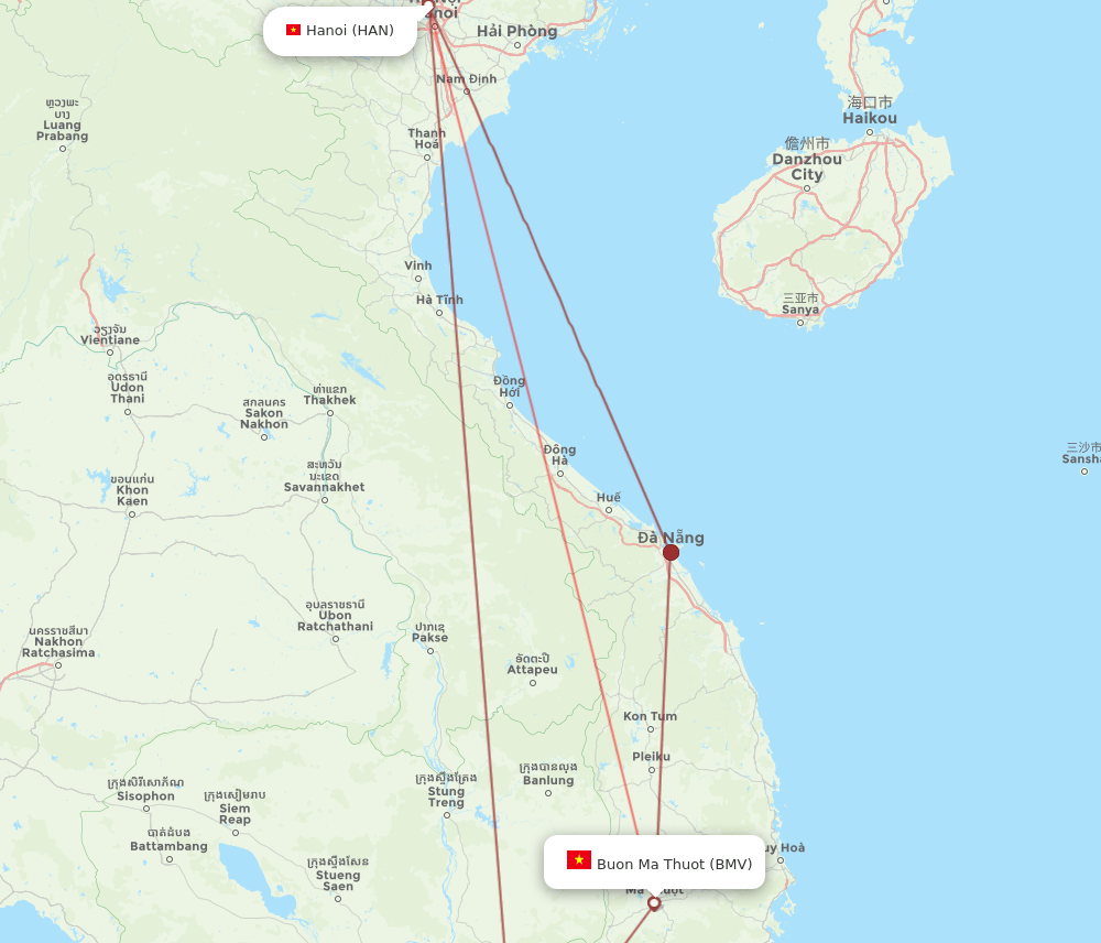 BMV-HAN flight routes