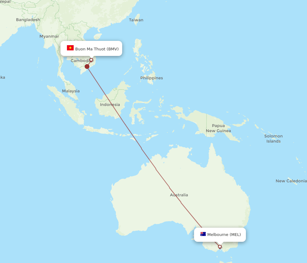 BMV-MEL flight routes