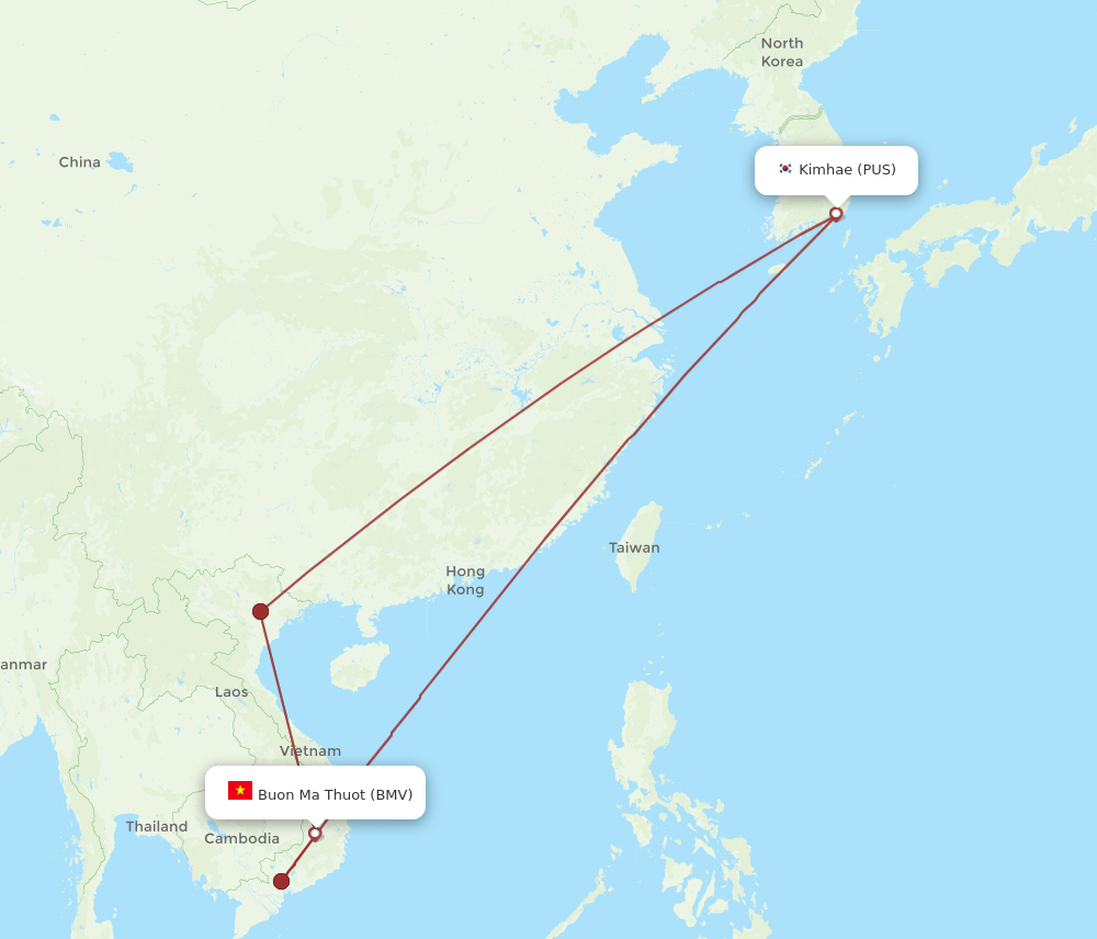 BMV-PUS flight routes