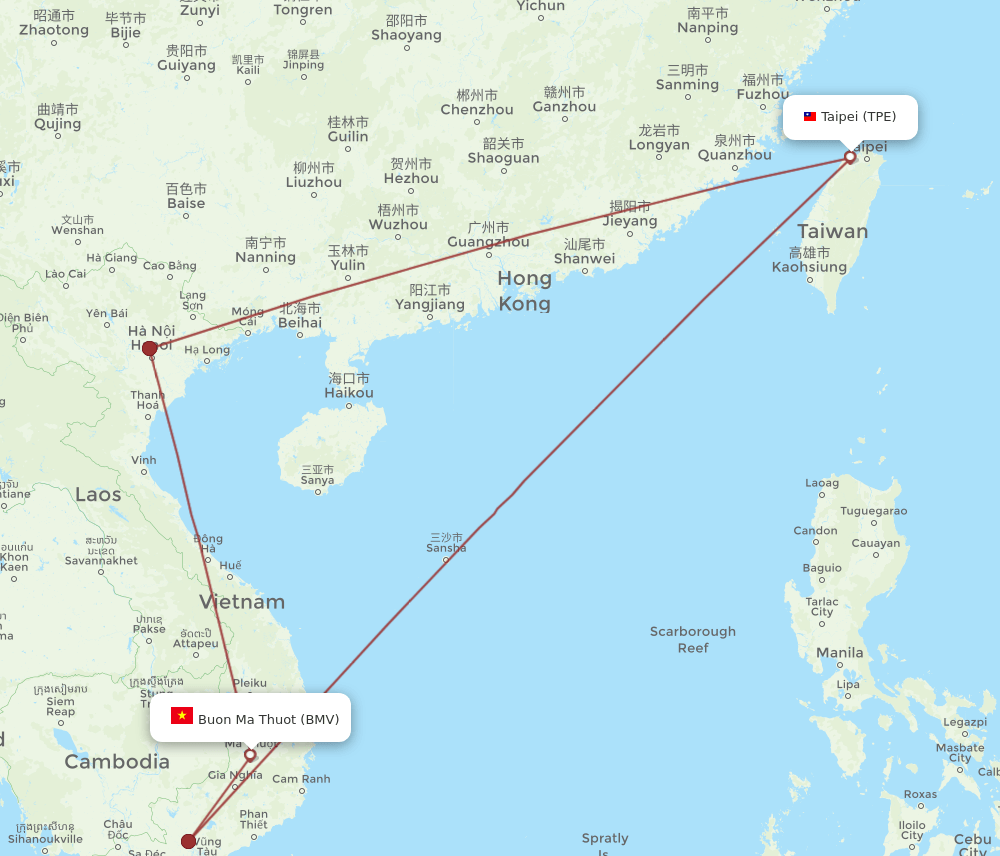 BMV-TPE flight routes