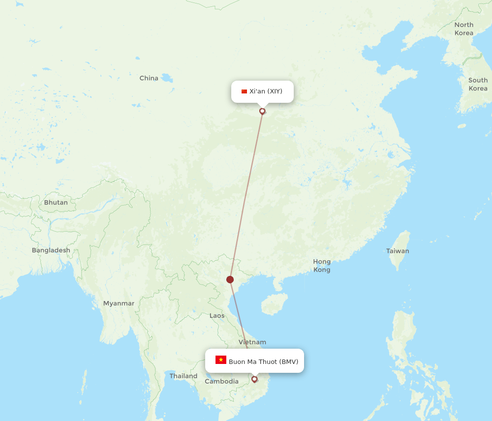 BMV-XIY flight routes
